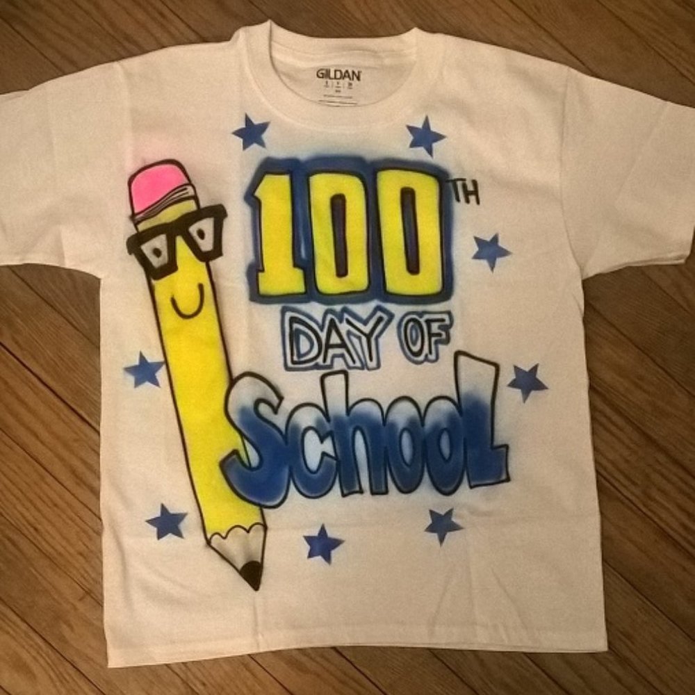 new airbrush 100th day of school tshirt